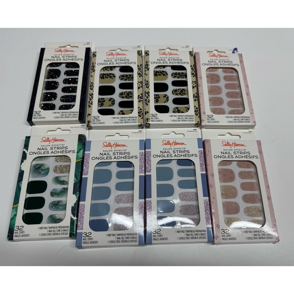 NEW Lot Of 8 Sets Of Sally Hansen Nail Strips Variety Metallics Matte 32 Each